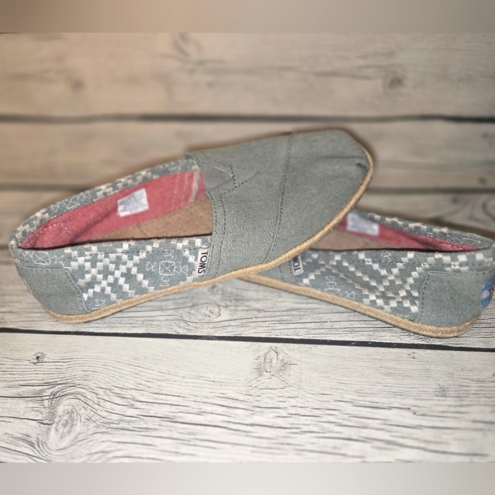 Toms Alpargata Flats Slip On Shoes Womens 8.5 Aztec Trim